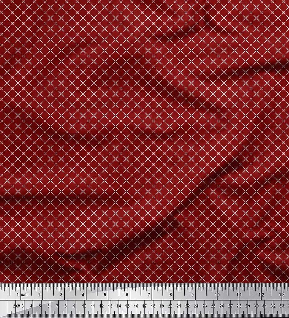 Soimoi Japan Crepe Satin Fabric Geometric Small Print Fabric by Metre 42 Inch