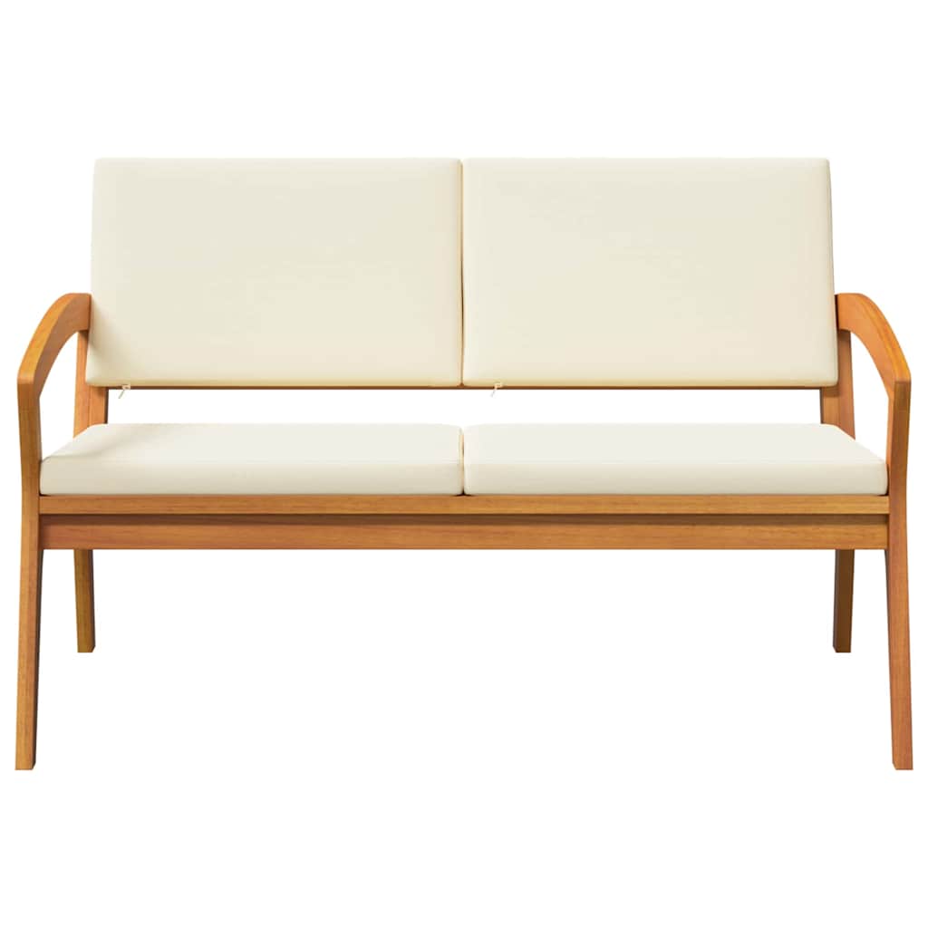Garden Bench with Cushions Oil Natural Solid Acacia Wood