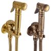 Antique Hand Held Bidet Sprayer Douche Toilet Kit Gold Brass Shattaf Shower Head Antique Copper Valve Set Jet Bidet Faucet Set