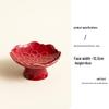 Red Ceramic Dessert Plate: Retro Chinese Pastry & Fruit Display Dish
