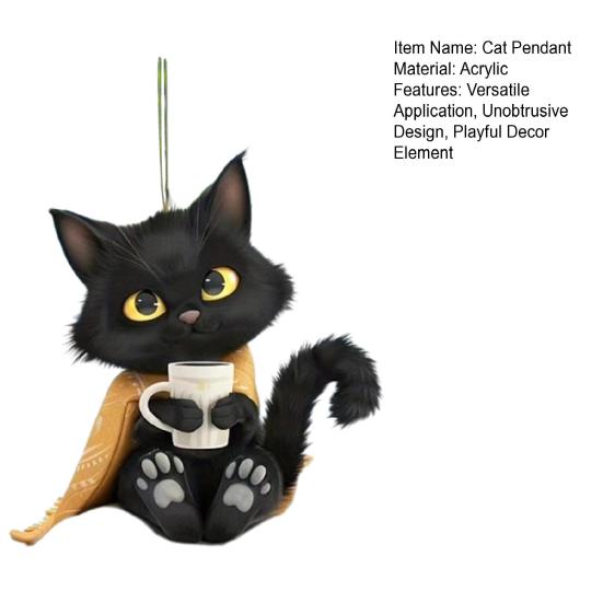 Katzenanhänger zum Aufhängen, Ornament fürs Auto, realistische Tierform, Acryl, 2D-Katzenanhänger