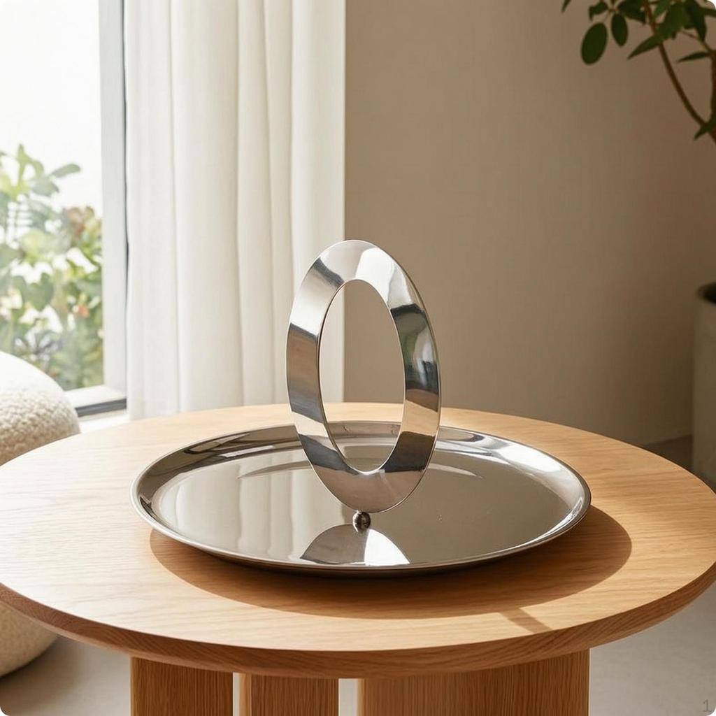 Fruit Tray with Handle Polished Metal Dish Reflective for Dining Table, Tabletop