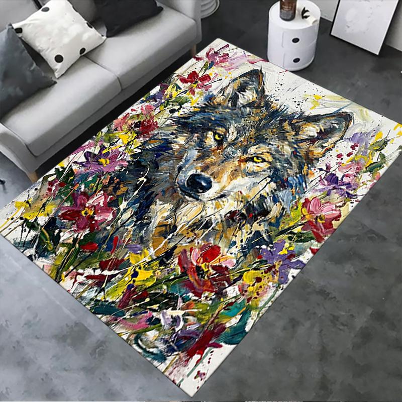 

2025 New Wolf Abstract Carpet Rug for Living Room Bedroom Home Sofa Decoration,Kids play Non-slip Floor Mat144 40x60cm( 15x23in )