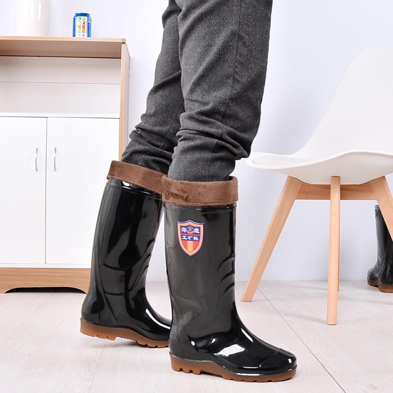 Rain Shoes Men's Tall Rain Boots Beef Tendon Labor Insurance Shoes Non-slip Water Shoes Car Wash Warm Cover Shoes Glue Shoes Fashion 838 Water Boots