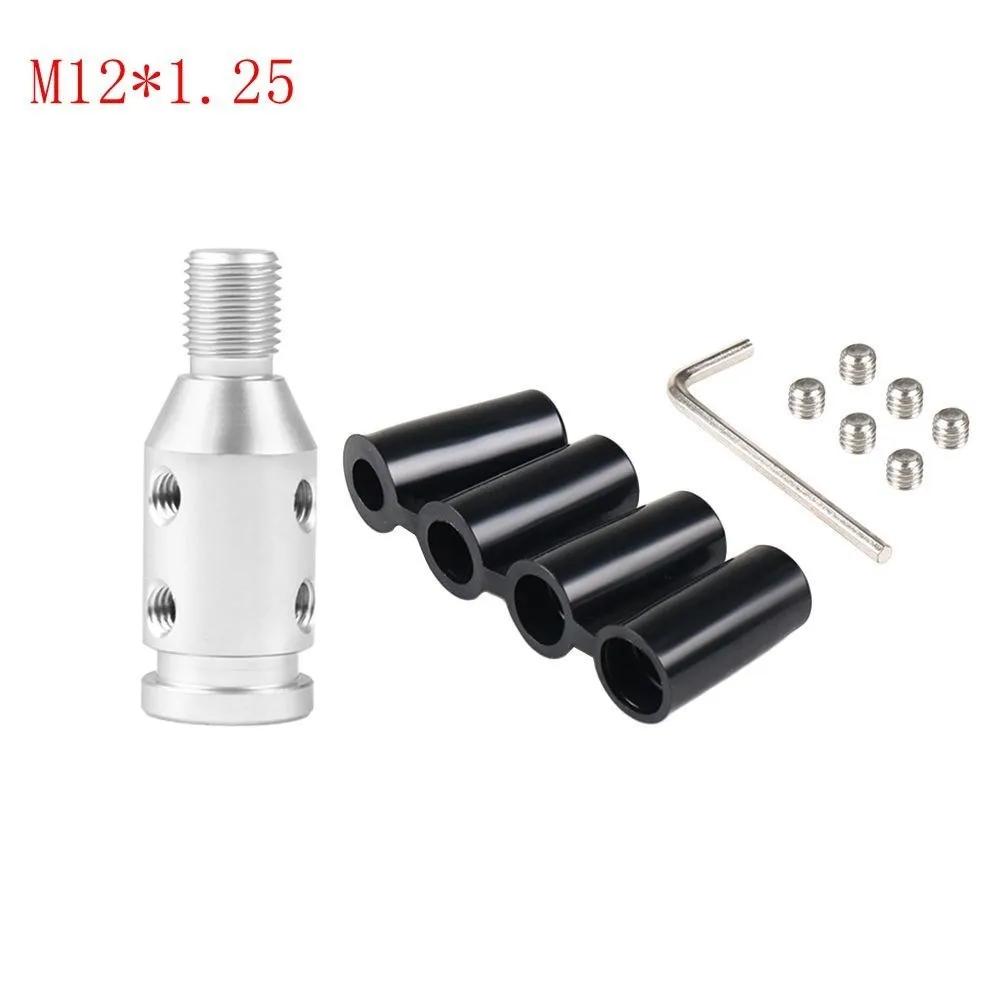Universal Aluminum Alloy Car Auto Gear Manual Shift Knob Adapter Black for Non Threaded Shifters M12x1.25 M10x1.5 SK-1054-BK