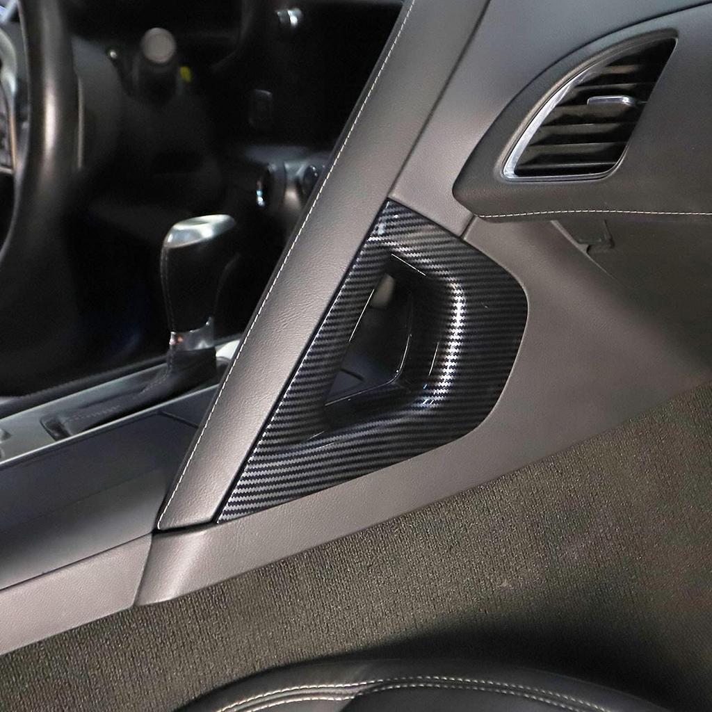 Korlot Carbon Fiber Central Gear Panel Side armrest Cover Trims for Chevrolet Corvette C7