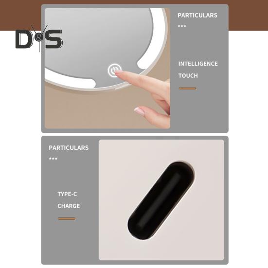 LED Lighted Makeup Mirror 3 Colors Lighting Adjustable Flip Mirror USB Rechargeable Portable Travel Mini Vanity Mirror with Lamp