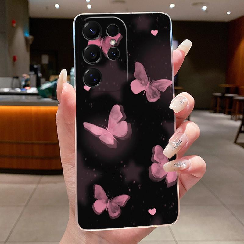 Bag Clear Case For New Hot Samsung Galaxy S26 Ultra S26 edge S 26 Plus Cover Luxury Pretty Butterfly Flower Soft TPU Phone Cases