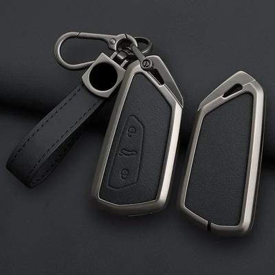 Zinc Alloy Genuine Leather Auto Key Fob Cover Case Housing Fit For Vw Volkswagen Golf 8 Skoda Octavia A8 Mk8 Seat Leon Mk4 Accessory