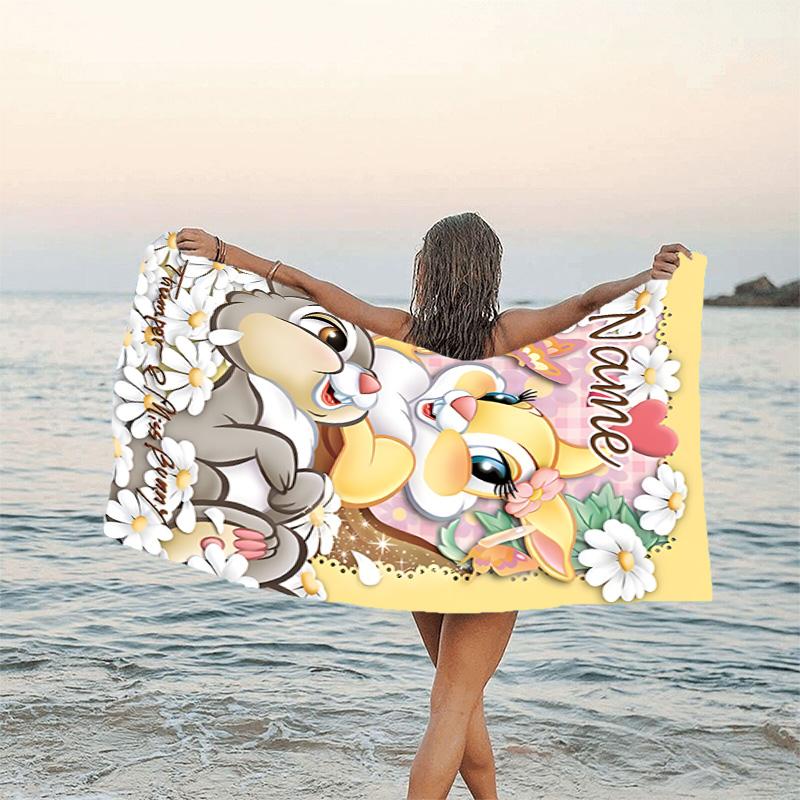 1pc Bambi2 Beach Towel with Custom Name, Beach/Swimming/Bath/Picnic/Camping Towel, Suitable for Seaside Beaches