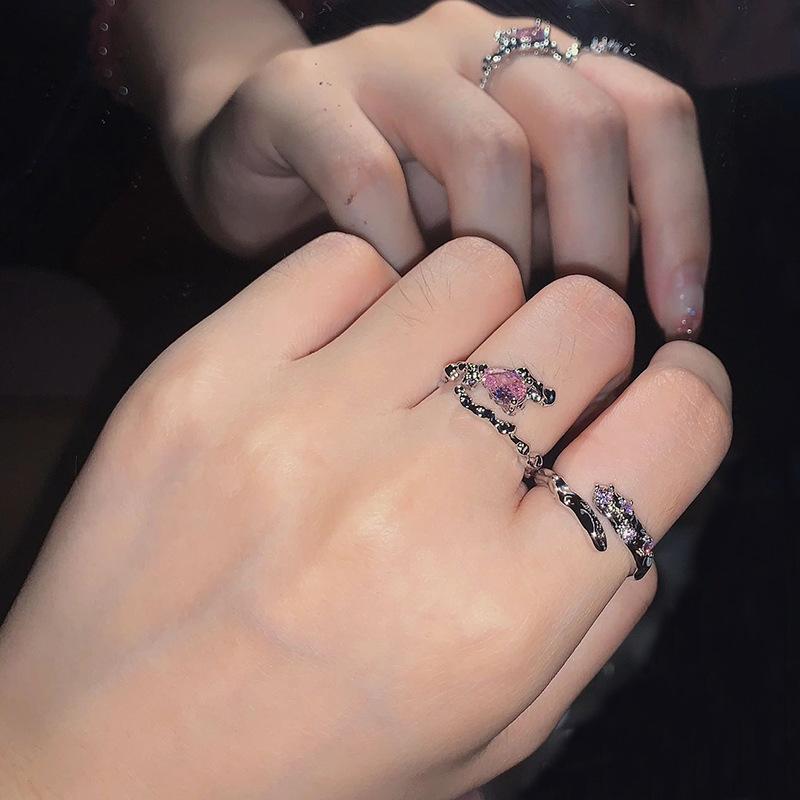 Niche Design Sense High Sense Pink Zir*****Pen Ring Women'S Fashion Personalized Suit