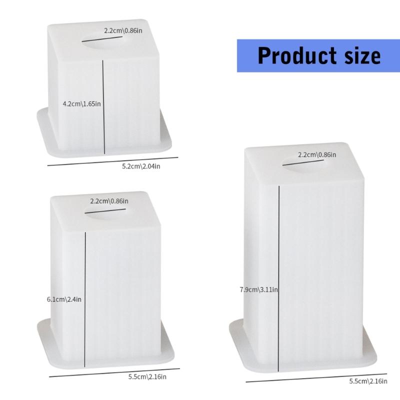3x Handmade Candlestick Molds Square Striped Candle Holder Silicone Moulds Castings Mould Plaster Molds Candle Cup Molds