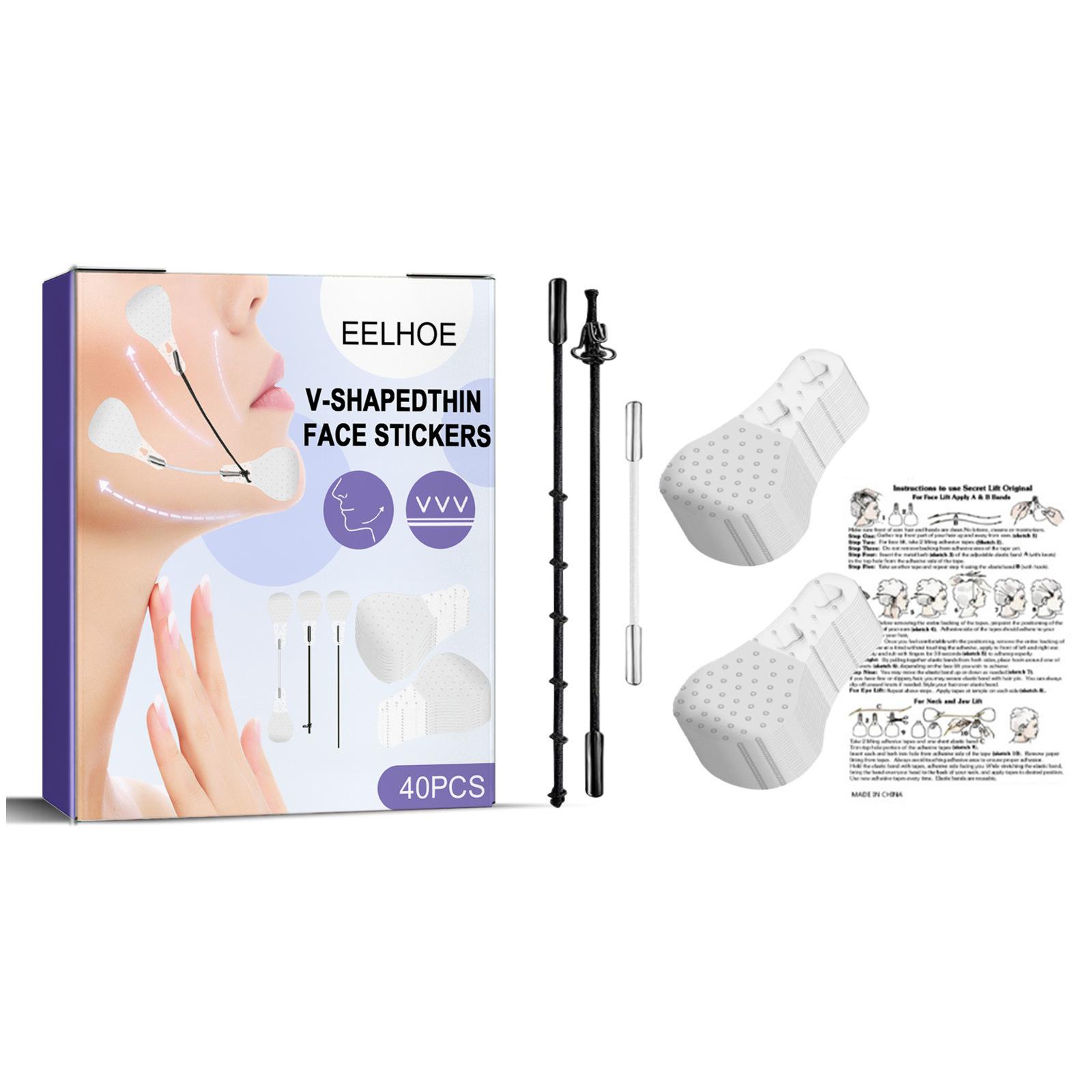 

EELHOE Невидимый патч для подтяжки лица V-образный патч для подтяжки лица Укрепляющий патч для подтяжки лица Подтягивающий патч Формирующий патч Формирующий патч 40pcs