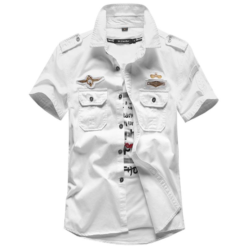 2018 Men's Outdoor Workwear Pure Cotton Epaulet Short Sleeve Shirt