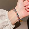 Geometric Zircon Metal Open Cuff Bracelet With Sparkling Stones For Women Fashion Jewelry