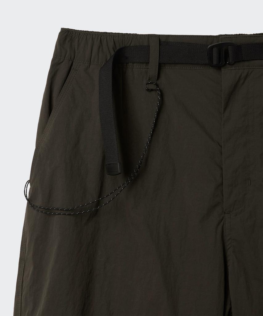 Musinsa Standard [Lazer Urbano] Calças Parachute de Cintura Larga com Cinto e Forro de Fleece [Cinza Lama]