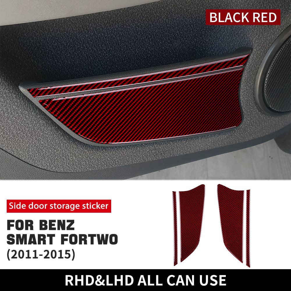Ekte Mykt Karbonfiber for Mercedes Benz Smart 451 Fortwo 2011 2012 2013 2014 2015 Side Dør Oppbevaring Klistremerke Dekorasjon Tilbehør