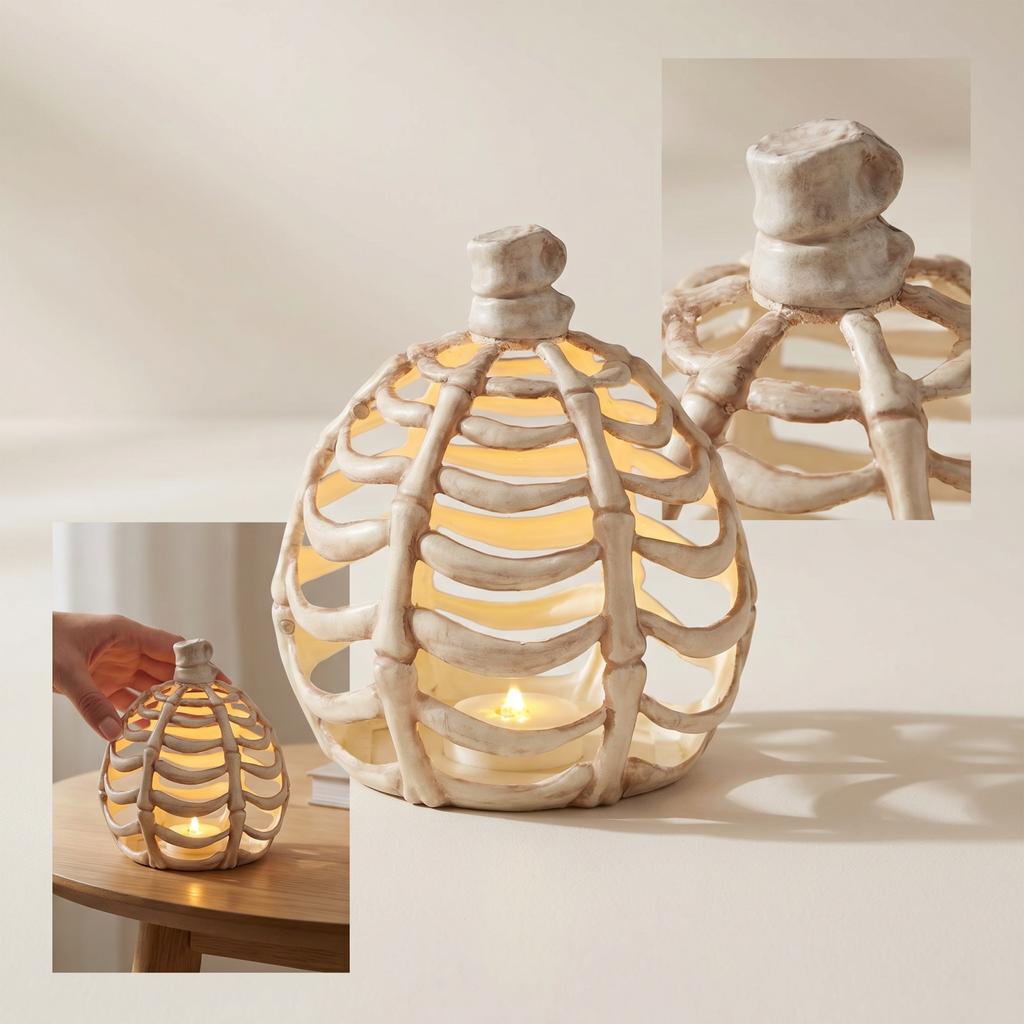 Halloween Pumpkin Skeleton Light Up Decoration with Glowing for Party Indoor Outdoor Decor