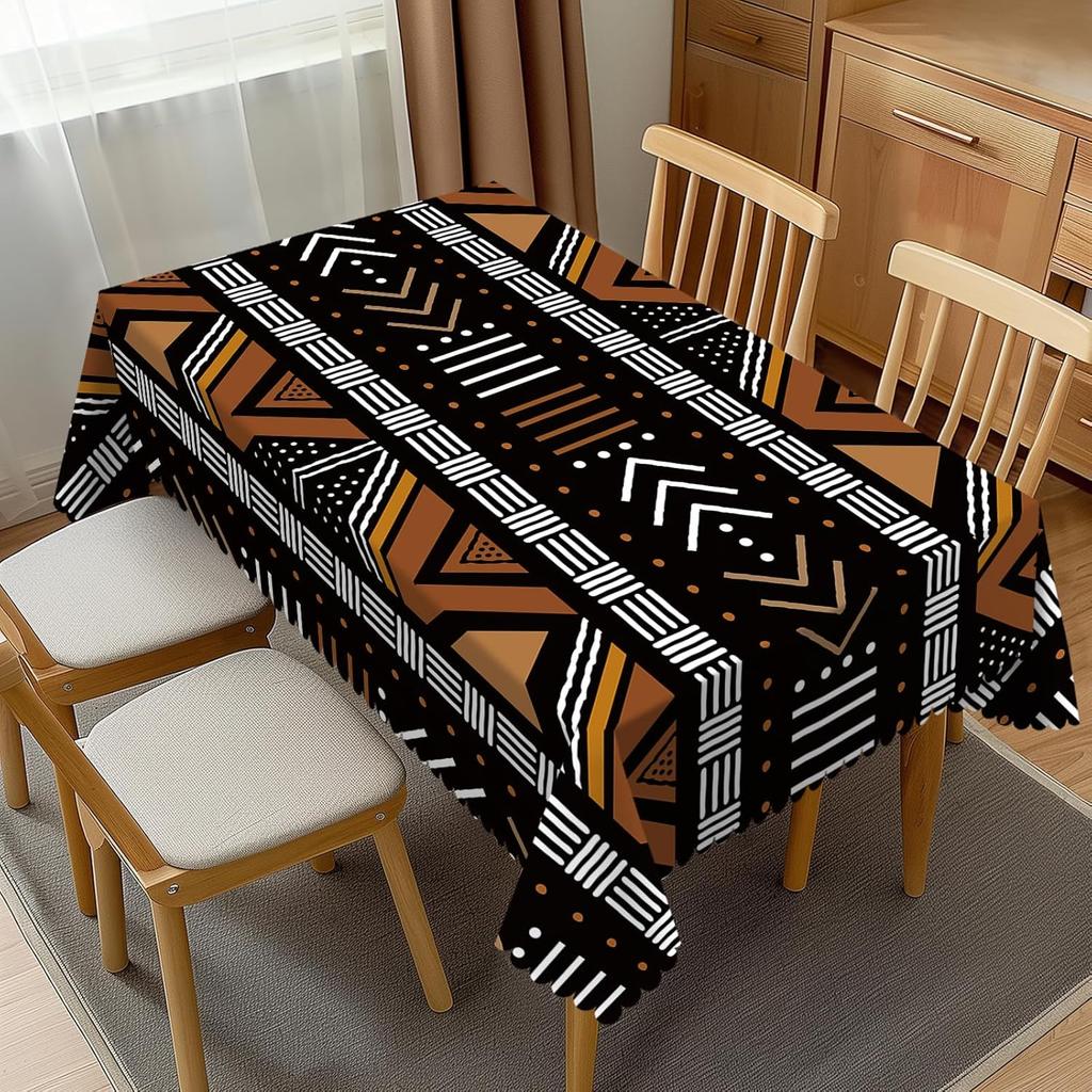 Tovaglia Rettangolare Tribale Africana per Decorazione Tavola Riutilizzabile Arte Geometrica Etnica Tovaglia per Tavolo da Cucina e Sala da Pranzo Decorazione Festa di Compleanno