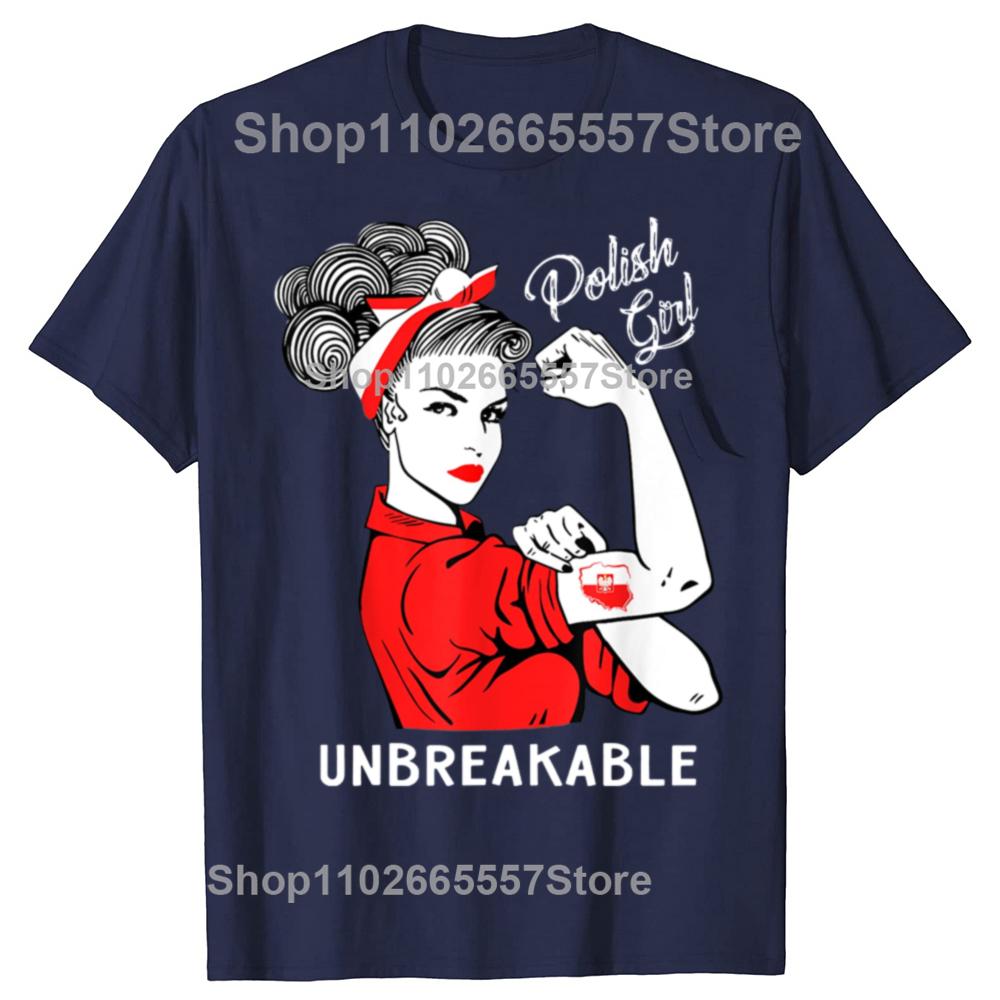 Funny Polish Girl Unbreakable Poland Flag Graphic Tshirts Unisex Womens Fashion Casual Tshirt 100 Cotton Loose Oversized T Shirt S