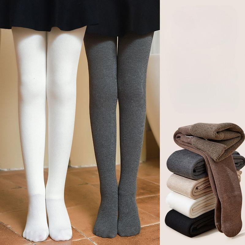 Kids Girls Cotton Tights with Non-Slip Waist Winter Fleece Lined Thermal Tights Anti-Pilling No Sagging Warm Opaque Pantyhose