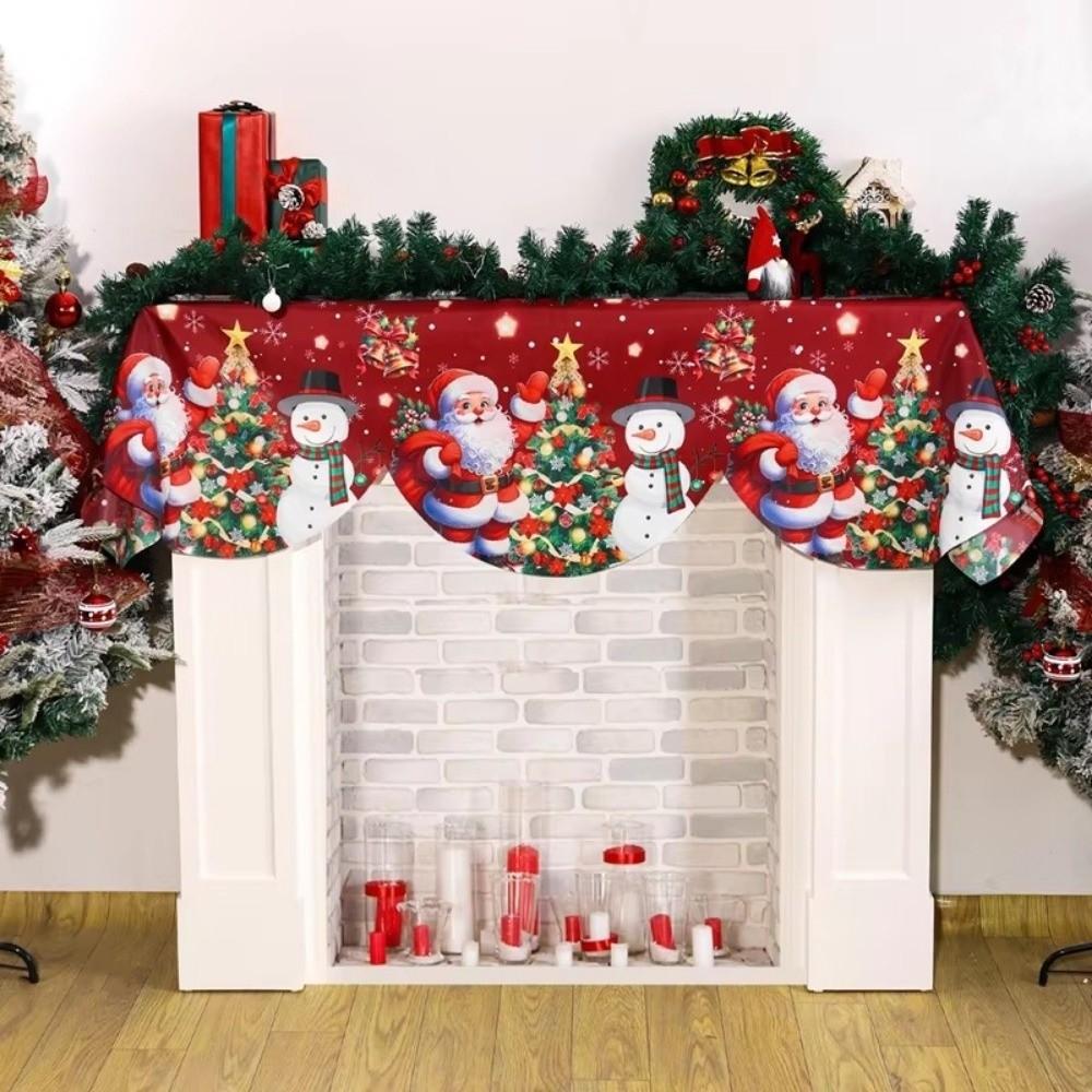 2026 Christmas Fireplace Scarf Snowman Navidad Natal Mantel Scarf Indoor Fireplace Ornament Christmas Decorations