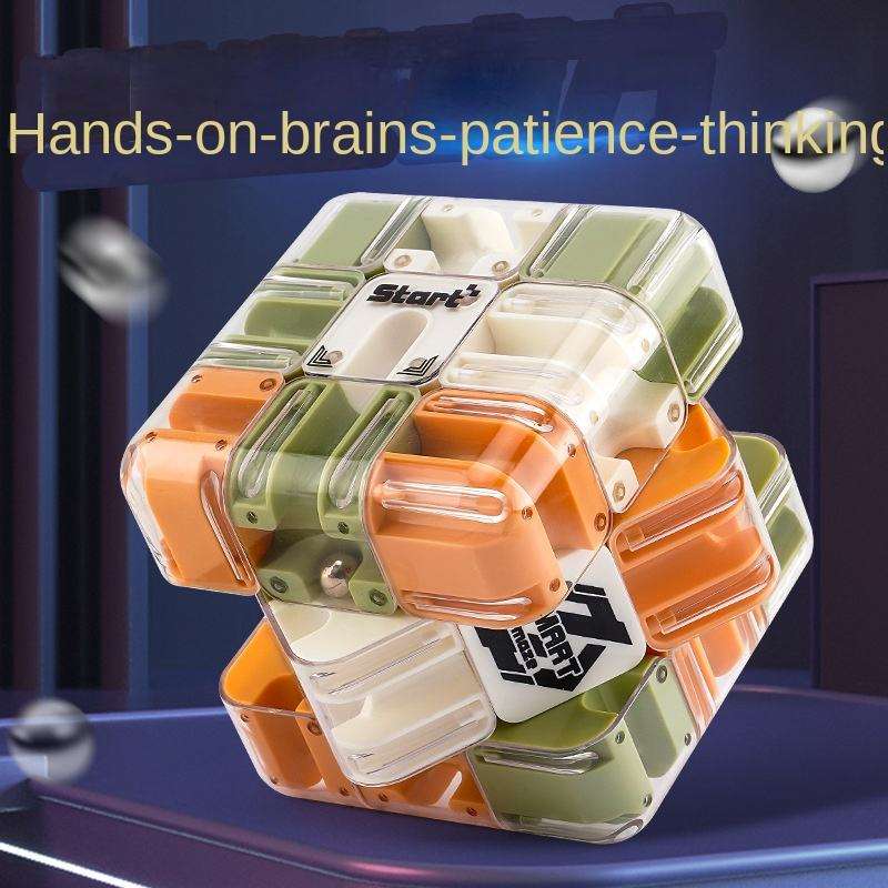 3D Magic Cube Rotating Ball Maze Track Balanced Toy Kids Educational Fidget Labyrinth Beads Puzzle Game Antistress 3X3 Mini Cube