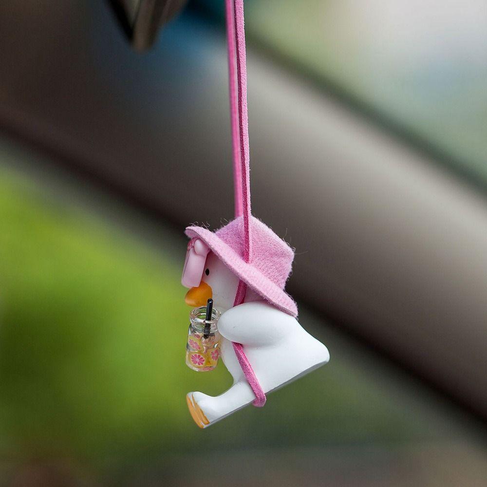 Gypsum Birthday Gift Car Pendant Swing Duck Rearview Mirror Decoration Vehicle Interior Accessories