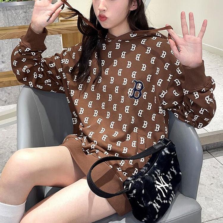 New MLB Base Logo Sweatshirts Unisex Brown 3AHDM0224-43BRD