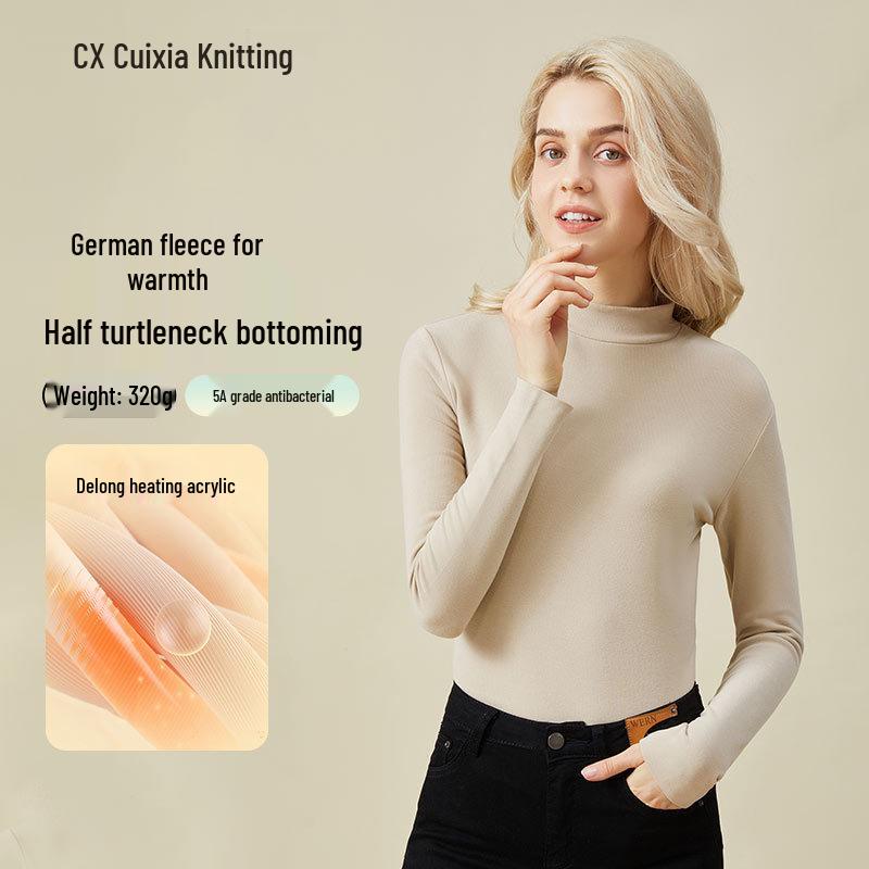 

Women s Semi-High Neck Fleece-Lined German Velvet Base Layer Warm Underwear for Autumn and Winter. M (95-120 lbs)