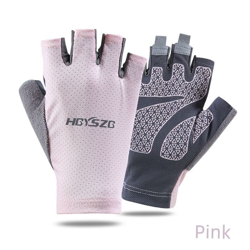 

Fitness Gloves Men and Women Half Finger Ice Silk Lightweight Breathable Outdoor Cycling Yoga Horizontal Bar Equipment Training Anti-Cocoon Pink [ventilation hole]] XL