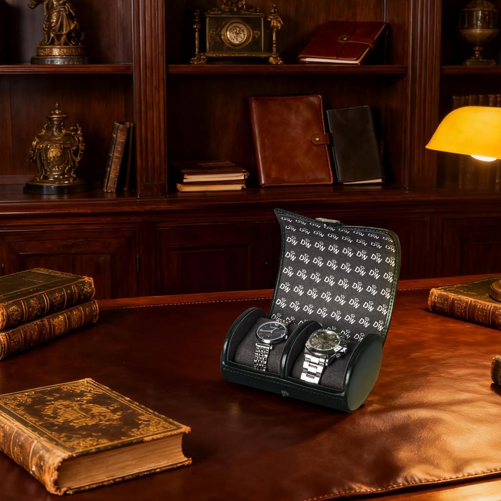 DUKWIN Watch Watch PU Leather Watch Storage Case for Genuine Leather Watch Luxury Watch Portable Watch Travel Storage Portable Case, 2-Piece Roll,