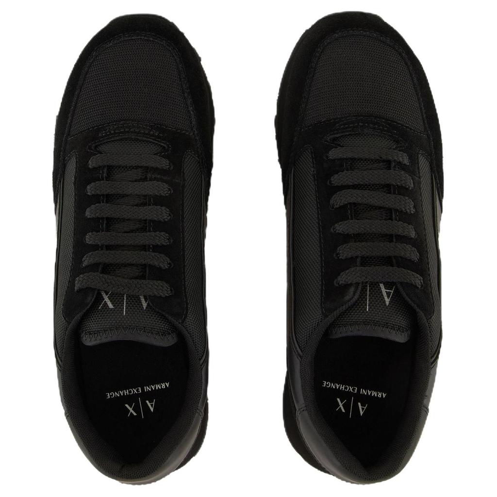 Armani Exchange Leather Lace-Up Round Toe Low-Top Sneakers Men sneakers Black XUX083XV2631K001