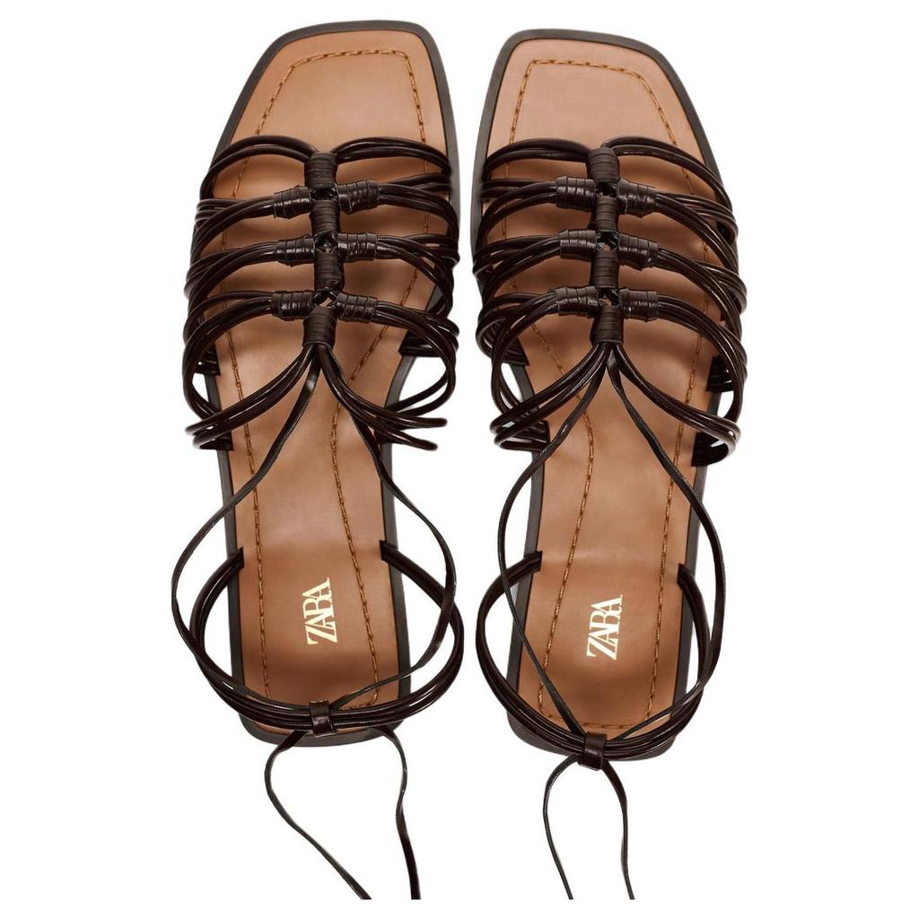 Zara Fashion Versatile Roman Sandals Women Footwear Brown 12611410700-35