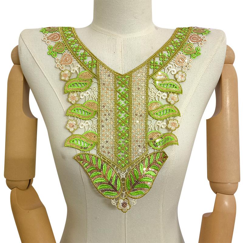 Color embroidered collar, beaded corsage, color embroidered fake collar, hollow collar, water-soluble lace cloth sticker.