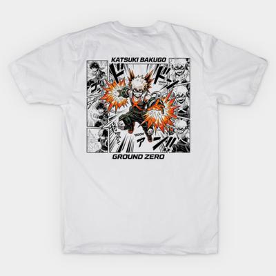 Asian Size Cotton Unisex Tshirt Print T-shirt Katsuki Bakugo Explosive Action T-shirt No-Cut Print Regular Fit