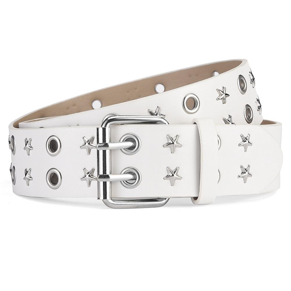 PU Leather Double Row Buckle Waistband Metal Y2K Belt Cool Men Belt  Female
