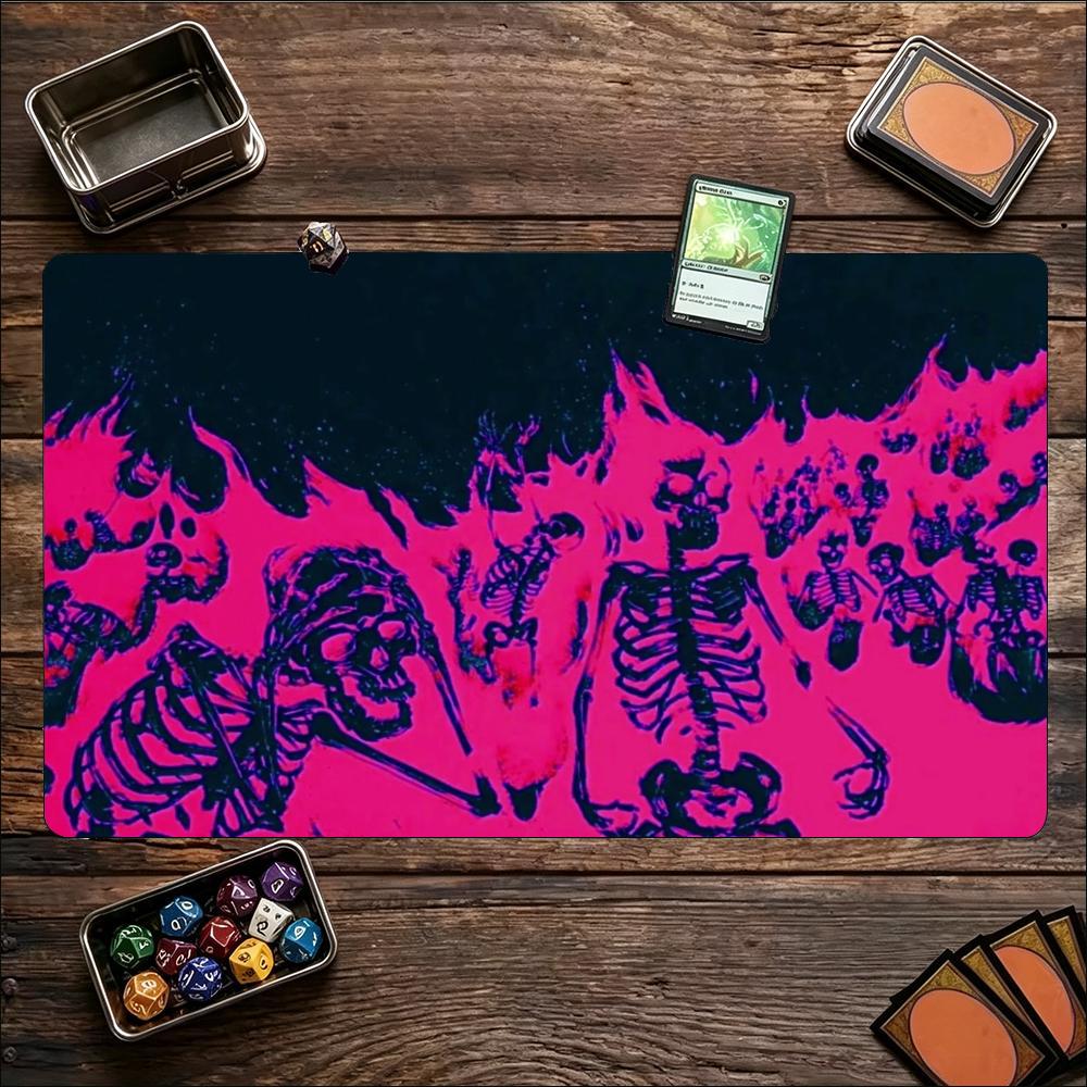 Psychedelic Zombie Skeleton Horror Art Pattern Nonslip Rubber Game Mat For Card Game Sessions And Daily Desktop Activities