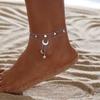Stainless Steel 2025 New Fashion Jewelry Summer Beach Style Seashells Stars Moon Charm Beading Anklets Chain For Women
