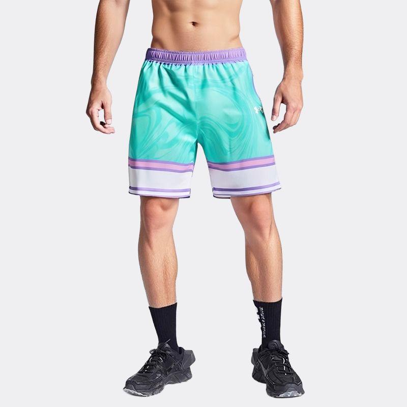 Under Armour Casual Breathable Color Block Versatile Loose Fit Sports Shorts Unisex Shorts Emerald 25500228-361