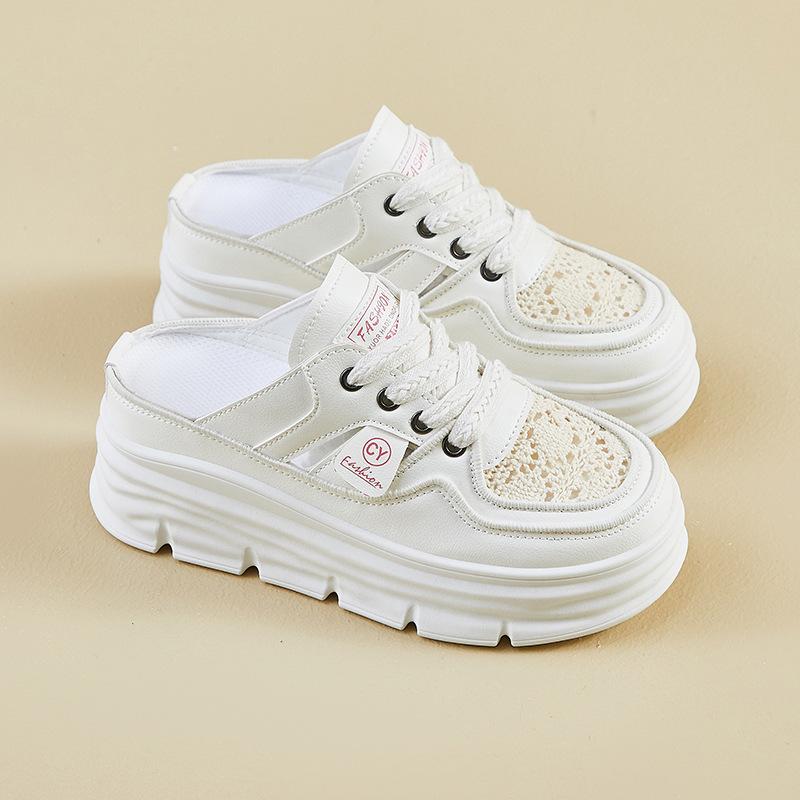 Neue Sommer Weiße Schuhe für Studentinnen Dicke Sohle Erhöht Mesh Atmungsaktiv Lässig Streetstyle