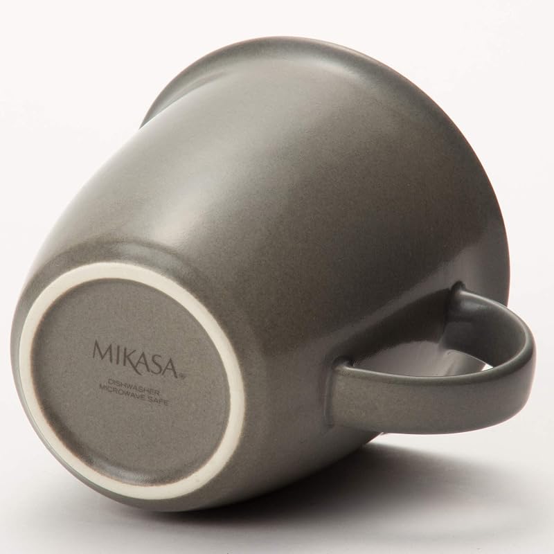 MIKASA Mug, Gray, 9cm Diameter X 9cm Height, 320ml, Microwave, Dishwasher, and Oven Safe, T-784068