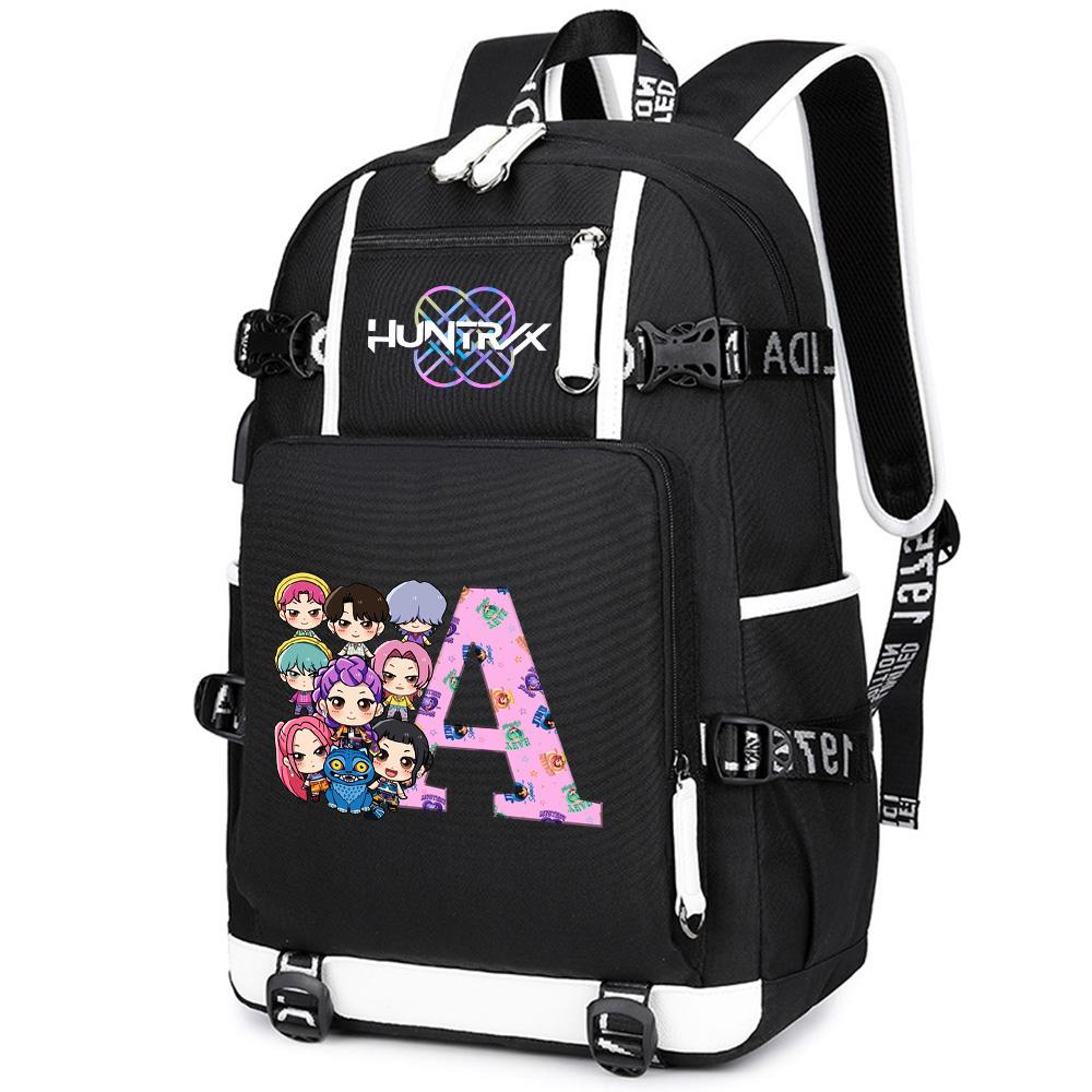 26 English Letter K-Pop Demon Hunters Backpack Large Capacity Bookbag Laptop Unisex Student Boy Girl School Bag Large Capacity Travel Outdoor Bag Gift