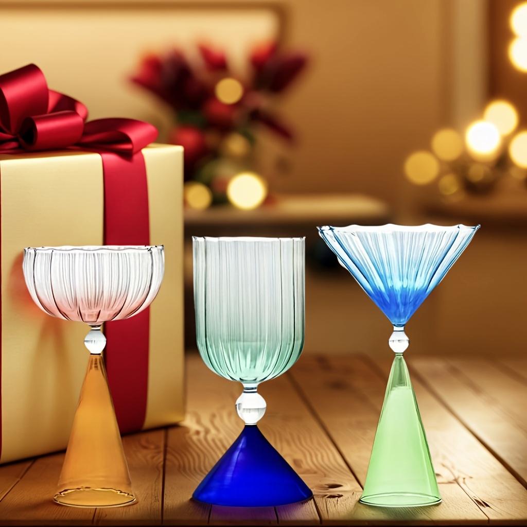 3pcs Gradient High Borosilicate Glass Goblets, Champagne, Wine, Cocktail Stemmed Glasses, Suitable for Wines, Coffee, Juice, Milk, Gifts