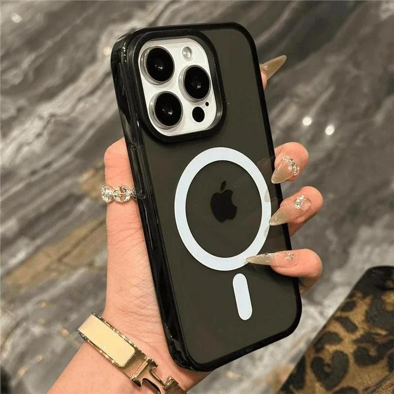 Luxury Wireless Charging Magsafe Phone Case For iPhone 17 12 13 14 15 16 17 Pro Max Magnetic Transparent Bumper Back Cover