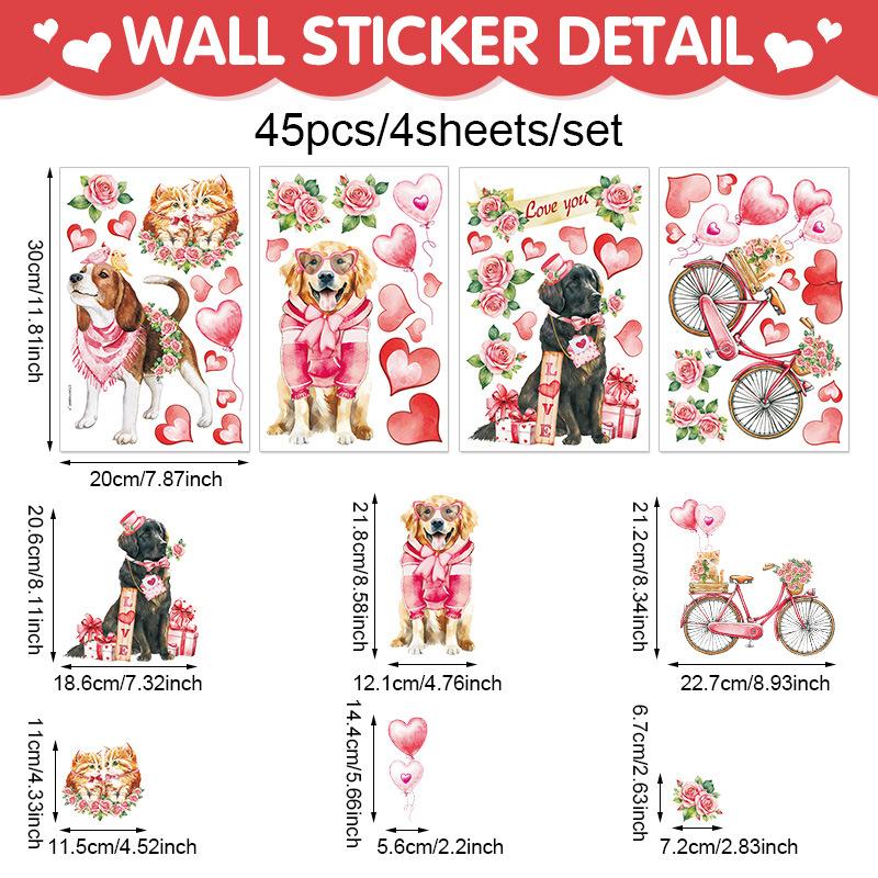 Valentine's Day Love Window Sticker Cartoon Dwarf Pvc Self-adhesive Marriage Wedding Wall Sticker Atmosphere Decoration Decals