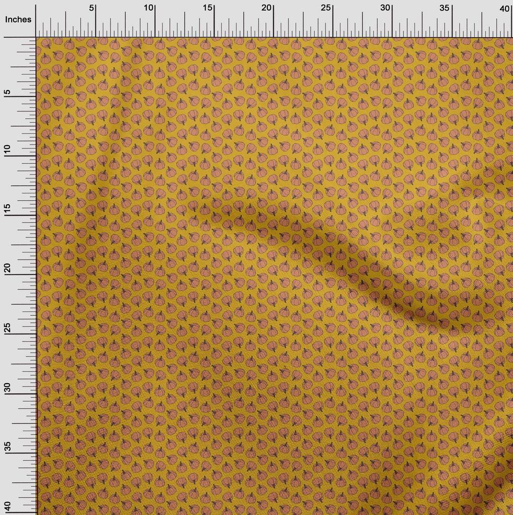 oneOone Cotton Flex Black Fabric Pumpkin Dress Material Fabric Print Fabric By The Yard 40 Inch