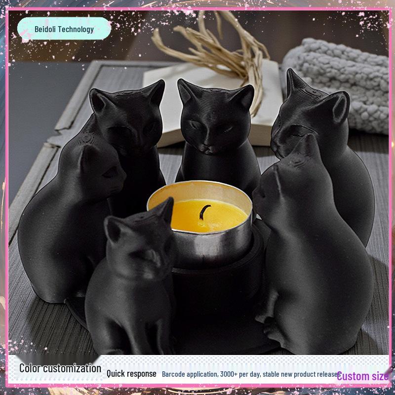 3D Cat Candle Holder Base - Perfect for Valentine's Day Dining Table Ambiance (Candles Not Included)