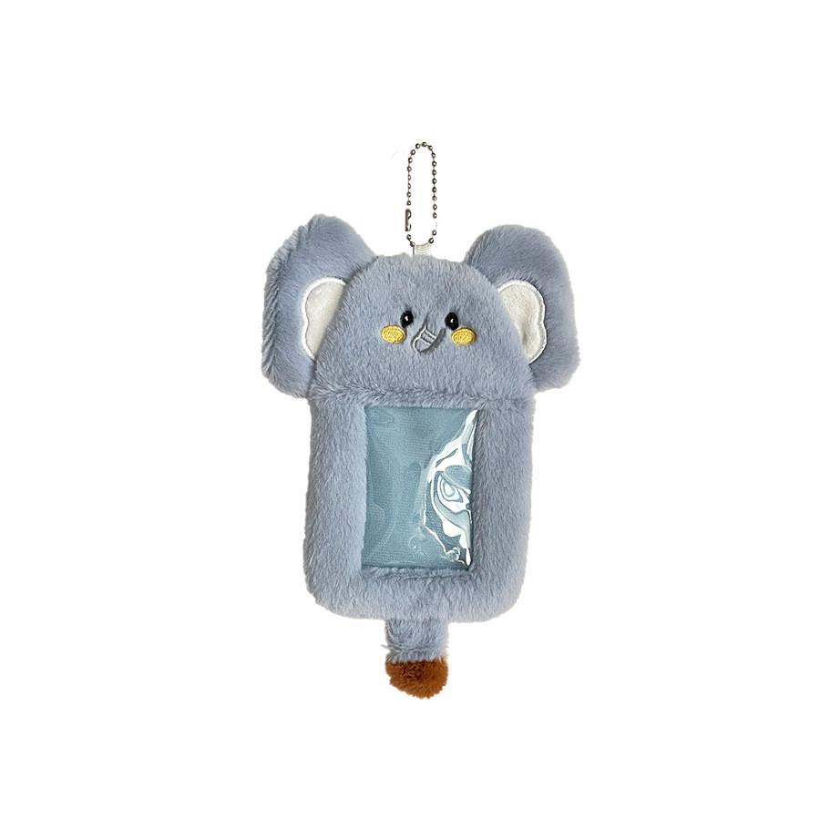 Short Elephant Plush Card Case With Display Pendant For Student Id And Card Meal