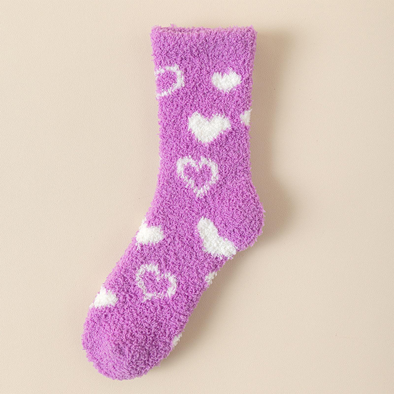 

Heart-shaped Coral Fleece Socks, Comfortable, Warm, And Thickened For And Winter, Perfect For Women At Home. One Size